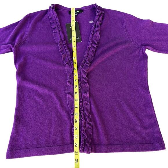 Jones Wear purple open front cardigan with ruffles, women's size L - Picture 6 of 7